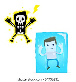 set of funny cartoon casual man in various poses for use in presentations, etc.