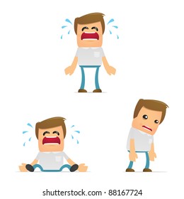 set of funny cartoon casual man in various poses for use in presentations, etc.