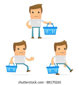 set of funny cartoon casual man in various poses for use in presentations, etc.