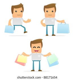 set of funny cartoon casual man in various poses for use in presentations, etc.