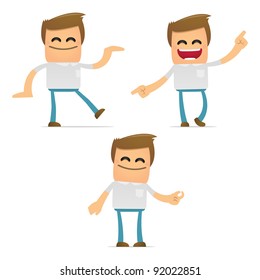 set of funny cartoon casual man in various poses for use in presentations, etc.