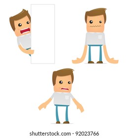 set of funny cartoon casual man in various poses for use in presentations, etc.