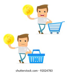 set of funny cartoon casual man in various poses for use in presentations, etc.