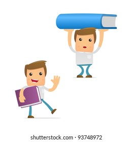 set of funny cartoon casual man in various poses for use in presentations, etc.