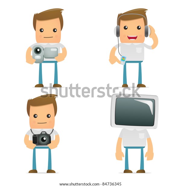 set of funny cartoon casual man in\
various poses for use in presentations,\
etc.