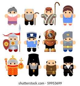 Set of funny cartoon characters. Isolated on white. Part 6