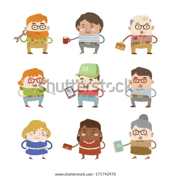 set-funny-cartoon-characters-male-female-stock-vector-royalty-free