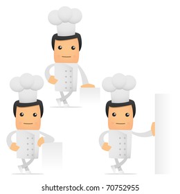set of funny cartoon chef in various poses for use in presentations, etc.