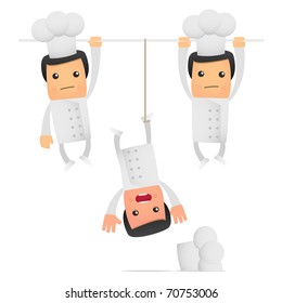 set of funny cartoon chef in various poses for use in presentations, etc.