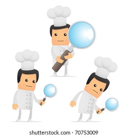 set of funny cartoon chef in various poses for use in presentations, etc.