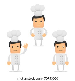 set of funny cartoon chef in various poses for use in presentations, etc.