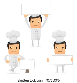 set of funny cartoon chef in various poses for use in presentations, etc.