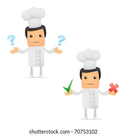 set of funny cartoon chef in various poses for use in presentations, etc.