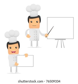 set of funny cartoon chef in various poses for use in presentations, etc.