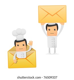 set of funny cartoon chef in various poses for use in presentations, etc.