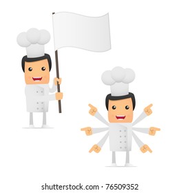 set of funny cartoon chef in various poses for use in presentations, etc.