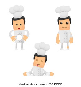 set of funny cartoon chef in various poses for use in presentations, etc.