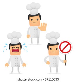 set of funny cartoon chef in various poses for use in presentations, etc.