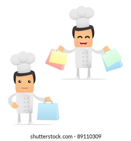 set of funny cartoon chef in various poses for use in presentations, etc.