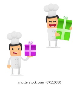 set of funny cartoon chef in various poses for use in presentations, etc.
