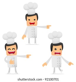 set of funny cartoon chef in various poses for use in presentations, etc.