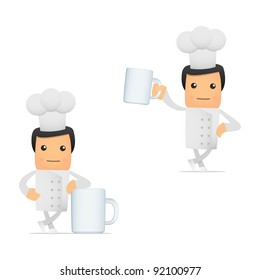 set of funny cartoon chef in various poses for use in presentations, etc.