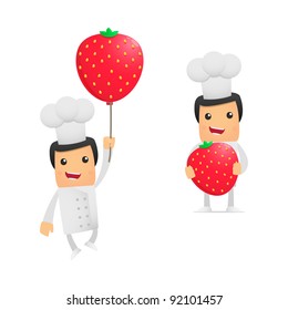 set of funny cartoon chef in various poses for use in presentations, etc.