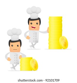 set of funny cartoon chef in various poses for use in presentations, etc.