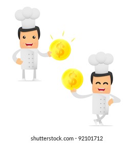 set of funny cartoon chef in various poses for use in presentations, etc.