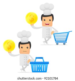 set of funny cartoon chef in various poses for use in presentations, etc.