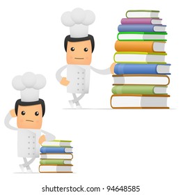 set of funny cartoon chef in various poses for use in presentations, etc.