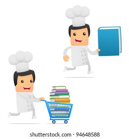 set of funny cartoon chef in various poses for use in presentations, etc.