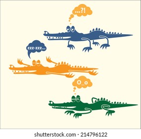 set of funny cartoon crocodiles