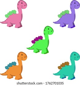 set of funny cartoon dinosaurs