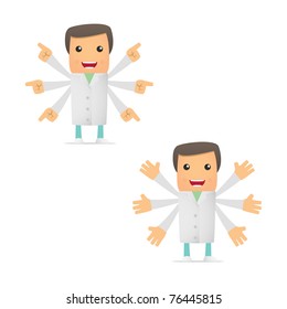 set of funny cartoon doctor in various poses for use in presentations, etc.