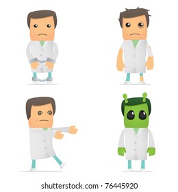 set of funny cartoon doctor in various poses for use in presentations, etc.
