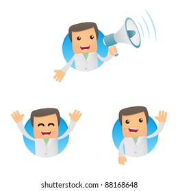 set of funny cartoon doctor in various poses for use in presentations, etc.