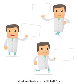 set of funny cartoon doctor in various poses for use in presentations, etc.
