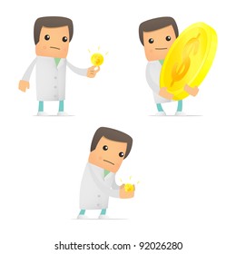 set of funny cartoon doctor in various poses for use in presentations, etc.