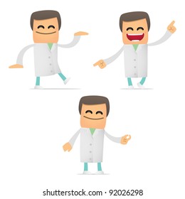 set of funny cartoon doctor in various poses for use in presentations, etc.