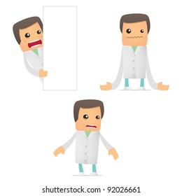set of funny cartoon doctor in various poses for use in presentations, etc.