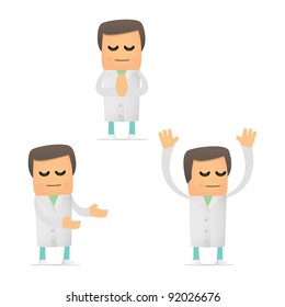 set of funny cartoon doctor in various poses for use in presentations, etc.