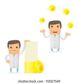 set of funny cartoon doctor in various poses for use in presentations, etc.