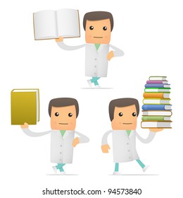 set of funny cartoon doctor in various poses for use in presentations, etc.