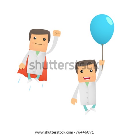 set of funny cartoon doctor in various poses for use in presentations, etc.
