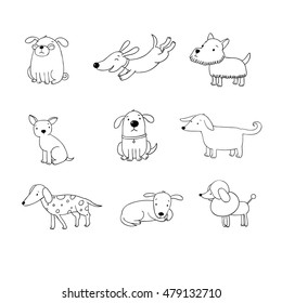 Set Funny Cartoon Dogs Hand Drawing Stock Vector (Royalty Free) 479132710 |  Shutterstock