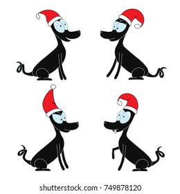 Set of funny cartoon dogs. Symbol of the year 2018
