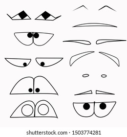 Set Funny Cartoon Emoticons Funny Eyes Stock Vector (Royalty Free ...