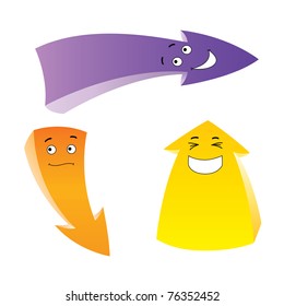 Set of the funny cartoon emotion arrows.