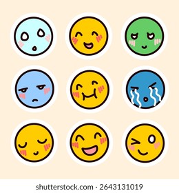 A set of funny cartoon emotions